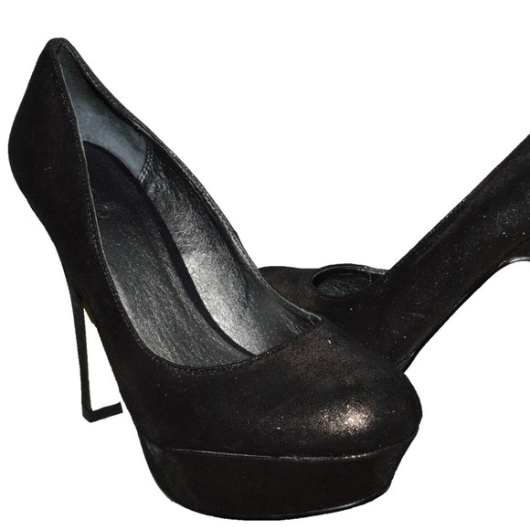 ALDO NEW 9 M 40 GLITTERY TEXTURED METALLIC SUEDE PLATFORM 5" STILETTO HEEL PUMPS - Picture 4 of 9